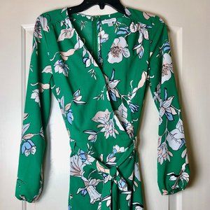 Carolina Belle Green Floral Romper - Long Sleeve Shorts Jumpsuit - Party Outfit